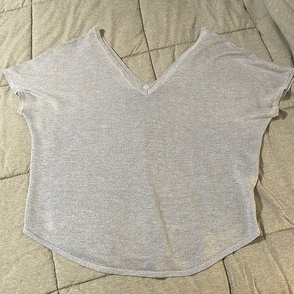 Cremieux blue open neck blouse